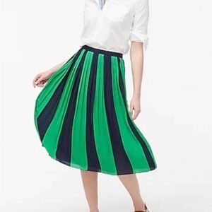 J. Crew Green and Blue Pleated Midi Skirt for Cocktail